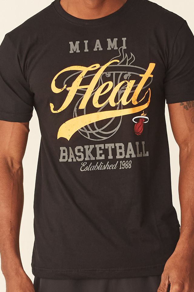 Camiseta-NBA-Estampada-Miami-Heat-Casual-Preta