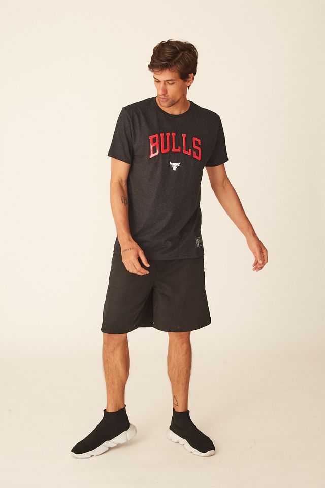 Camiseta-NBA-Estampada-Chicago-Bulls-Casual-Preta-Mescla