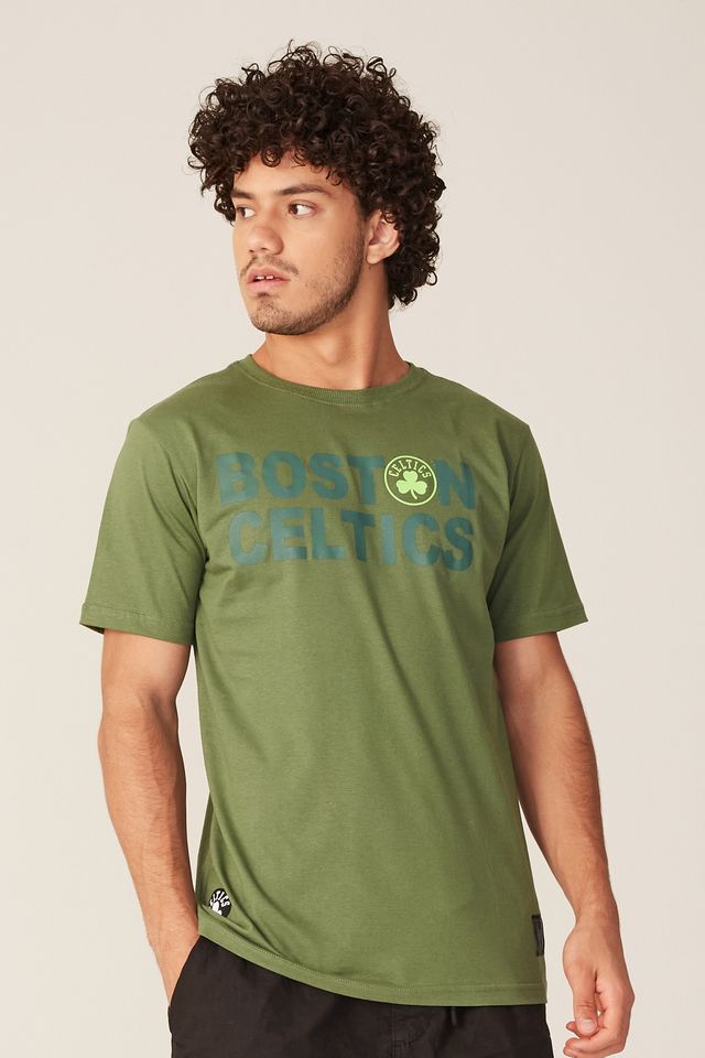 Camiseta-NBA-Estampada-Boston-Celtics-Casual-Verde-Militar