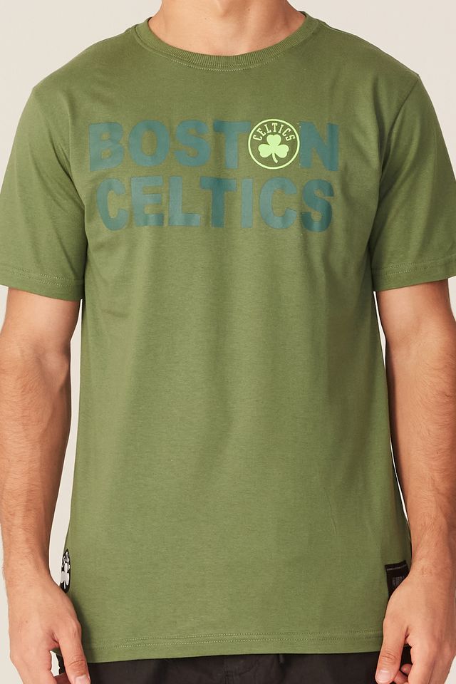 Camiseta-NBA-Estampada-Boston-Celtics-Casual-Verde-Militar