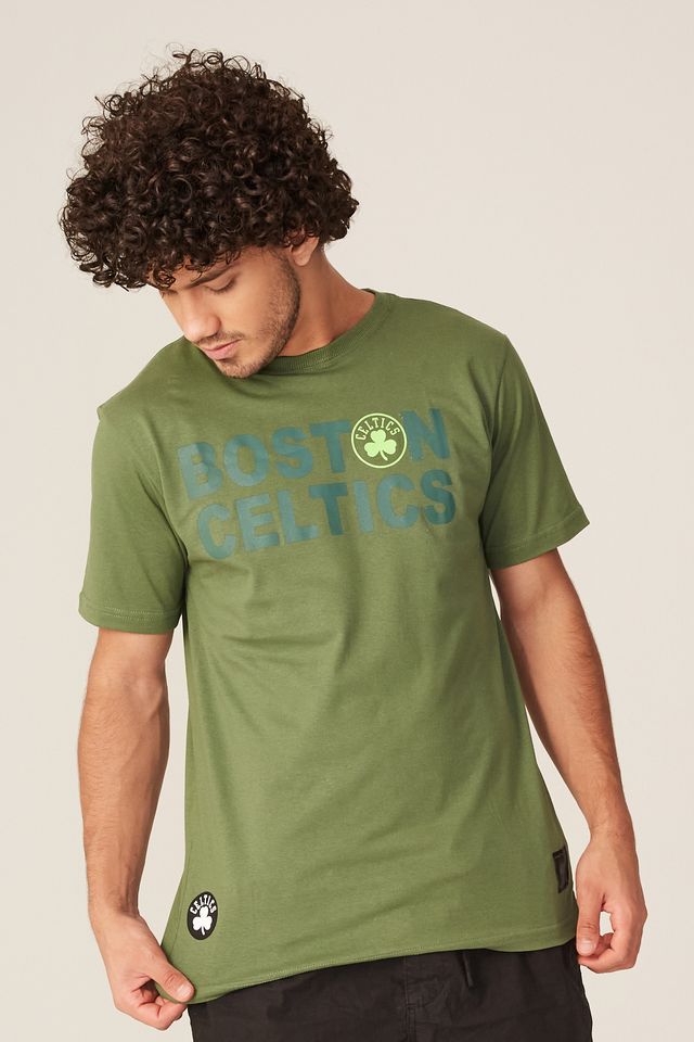 Camiseta-NBA-Estampada-Boston-Celtics-Casual-Verde-Militar