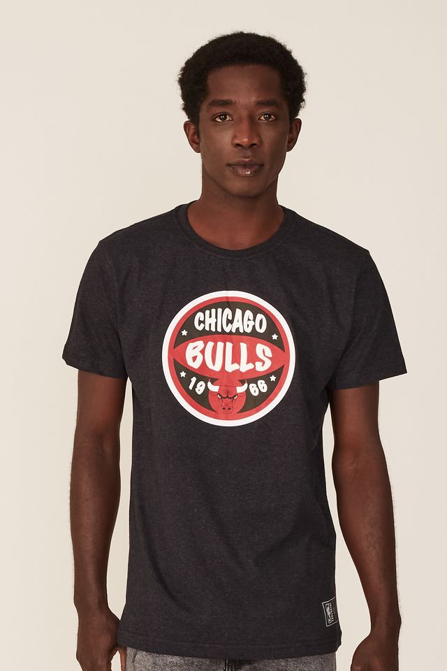 Camiseta-NBA-Estampada-Chicago-Bulls-Casual-Preta-Mescla