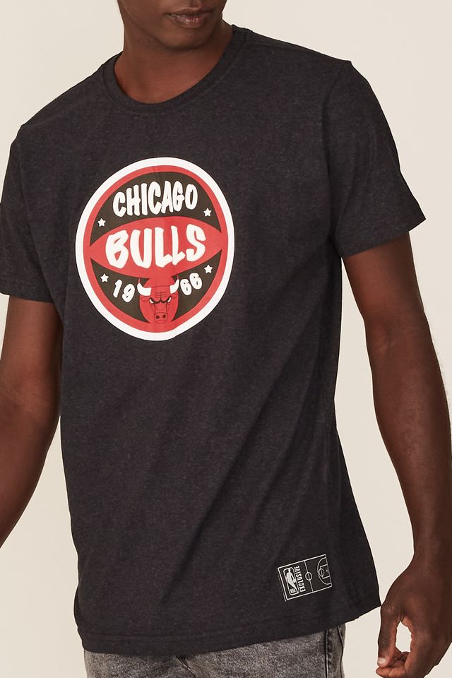 Camiseta-NBA-Estampada-Chicago-Bulls-Casual-Preta-Mescla