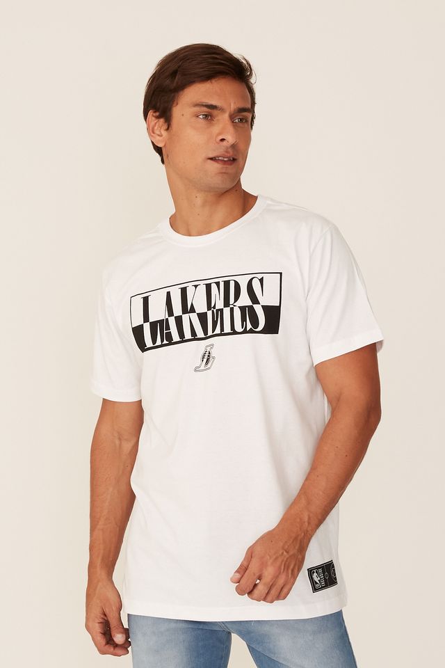 Camiseta-NBA-Estampada-Los-Angeles-Lakers-Casual-Off-White