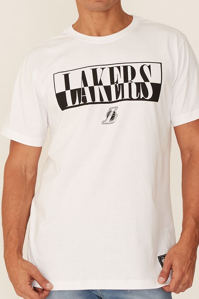 Camiseta-NBA-Estampada-Los-Angeles-Lakers-Casual-Off-White