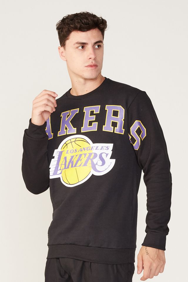 Moletom-NBA-Fechado-Com-Capuz-Los-Angeles-Lakers-Preto