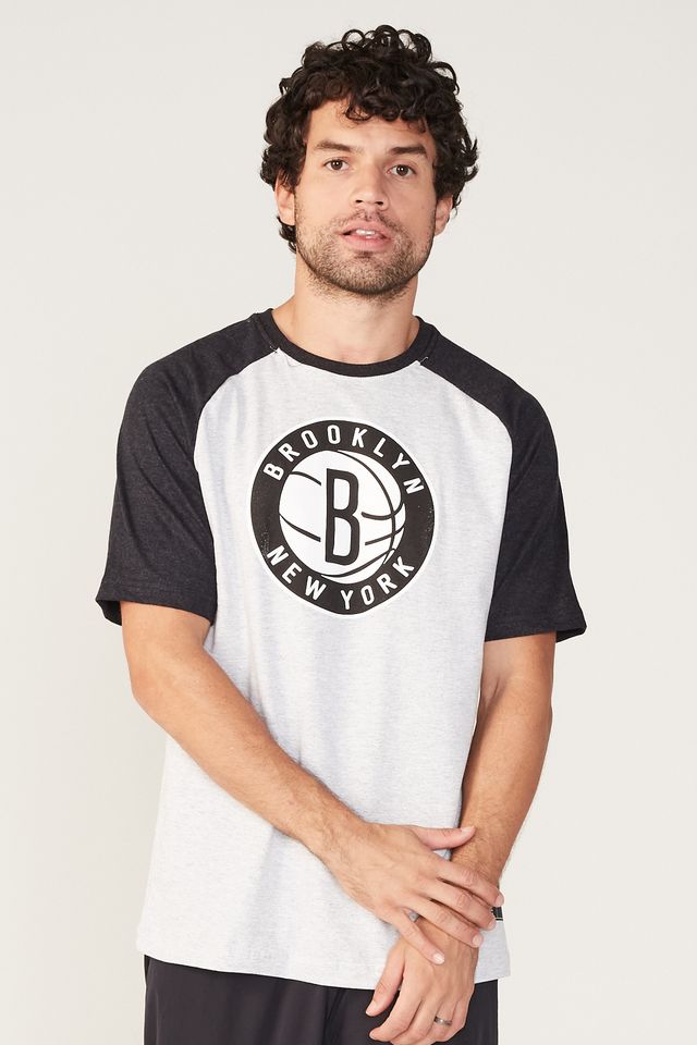 Camiseta-NBA-Estampada-Brooklyn-Nets-Cinza-Mescla