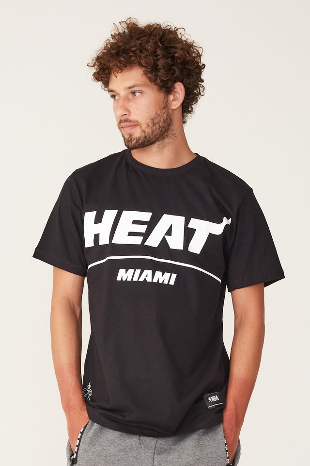 Camiseta-NBA-Estampada-Miami-Heat-Preta