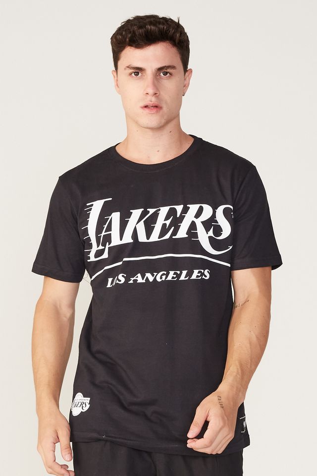 Camiseta-NBA-Estampada-Los-Angeles-Lakers-Preta