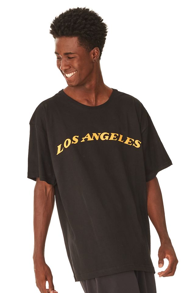 Camiseta-NBA-Plus-Size-Estampada-Los-Angeles-Lakers-Preta