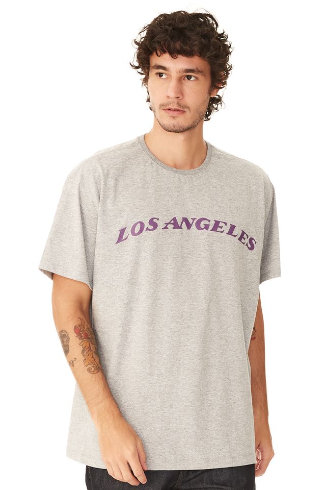 Camiseta-NBA-Plus-Size-Estampada-Los-Angeles-Lakers-Cinza-Mescla