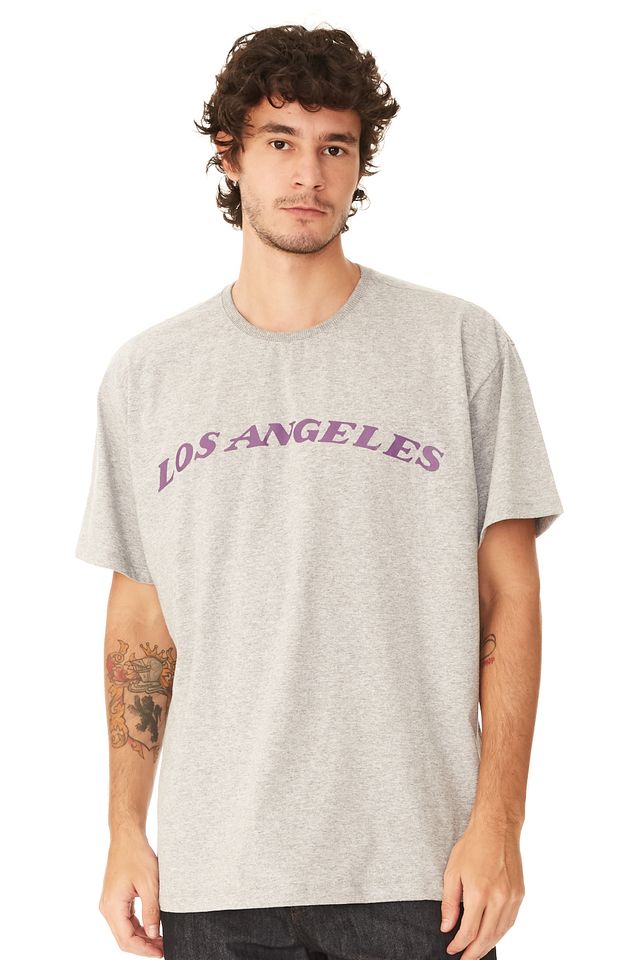 Camiseta-NBA-Plus-Size-Estampada-Los-Angeles-Lakers-Cinza-Mescla