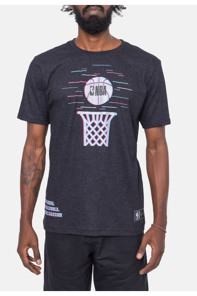 Camiseta-NBA-Basket-Hoop-Preta-Mescla