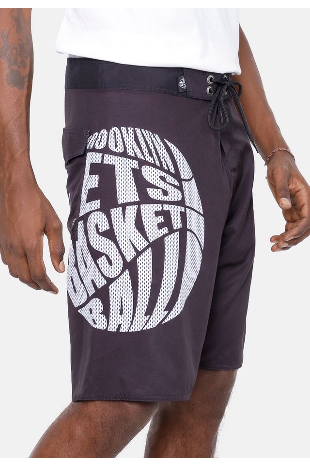 Boardshort-NBA-Basketball-Brooklyn-Nets-Preto