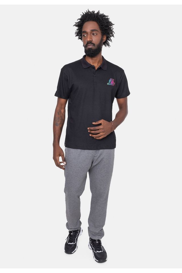 Camisa-Polo-NBA-Rainbow-Logo-Los-Angeles-Lakers-Preta