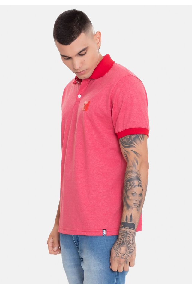 Camisa-Polo-NBA-Rubber-Logo-Chicago-Bulls-Vermelha-Mescla