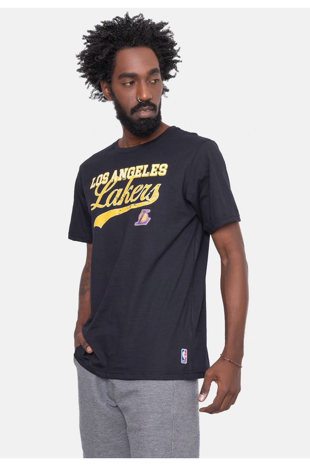 Camiseta-NBA-College-Logo-Los-Angeles-Lakers-Preta