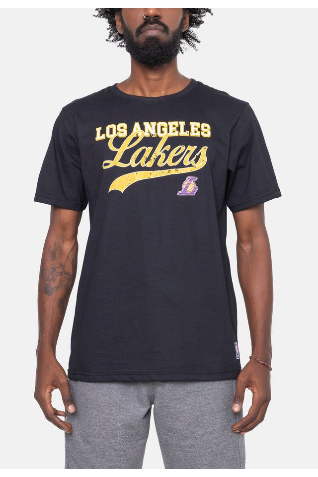 Camiseta-NBA-College-Logo-Los-Angeles-Lakers-Preta