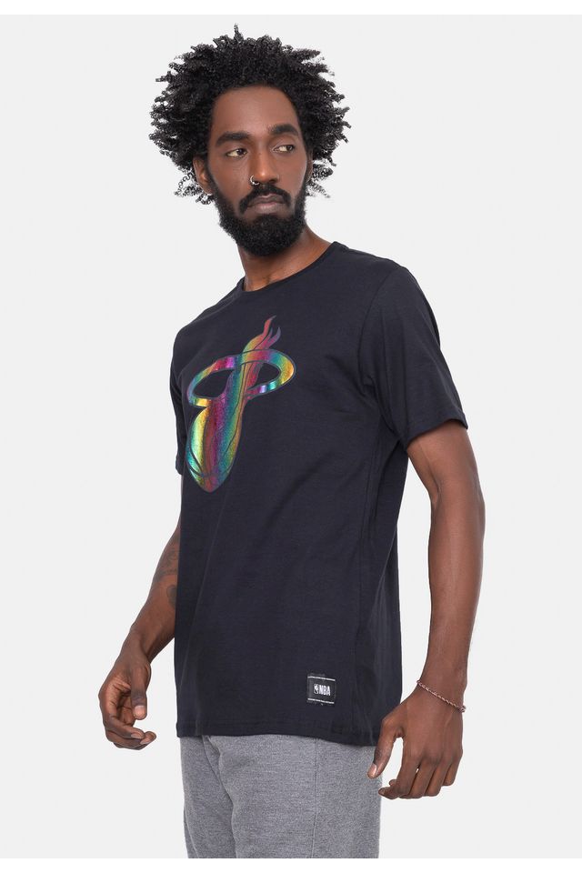 Camiseta-NBA-Rainbow-Logo-Miami-Heat-Preta