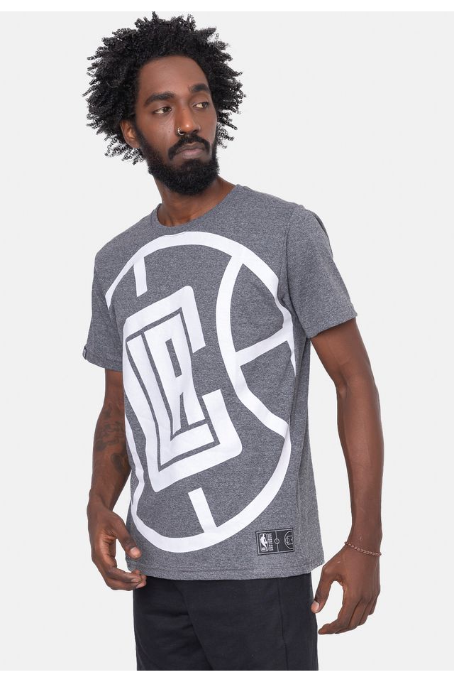 Camiseta-NBA-Maxi-Logo-Los-Angeles-Clippers-Cinza-Mescla-Escuro