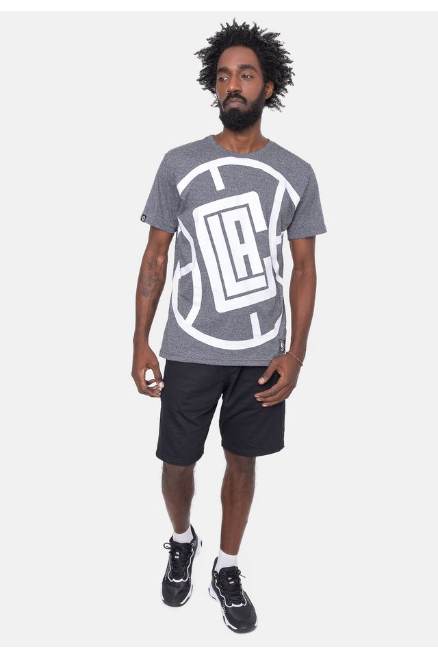 Camiseta-NBA-Maxi-Logo-Los-Angeles-Clippers-Cinza-Mescla-Escuro