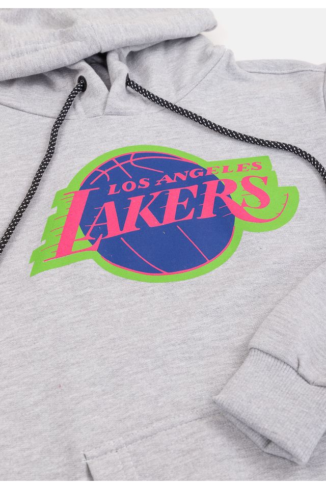 Moletom-NBA-Juvenil-Neon-Colors-Los-Angeles-Lakers-Cinza-Mescla