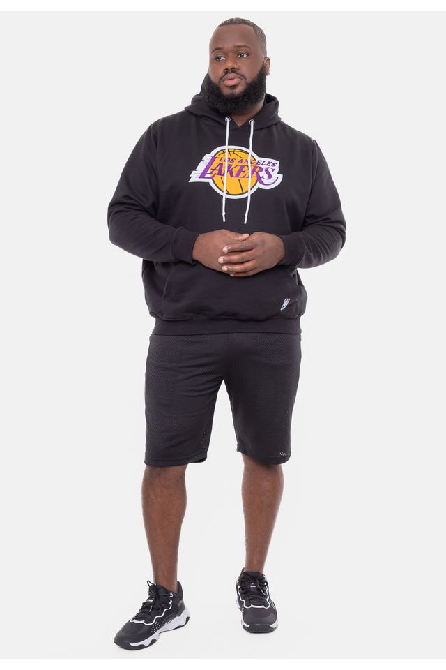 Moletom-NBA-Plus-Size-Feltro-Logo-Los-Angeles-Lakers-Preto