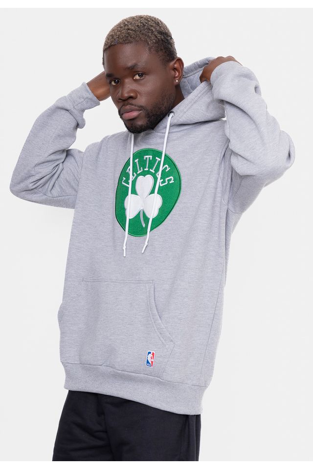 Moletom-NBA-Canguru-Feltro-Logo-Boston-Celtics-Cinza-Mescla