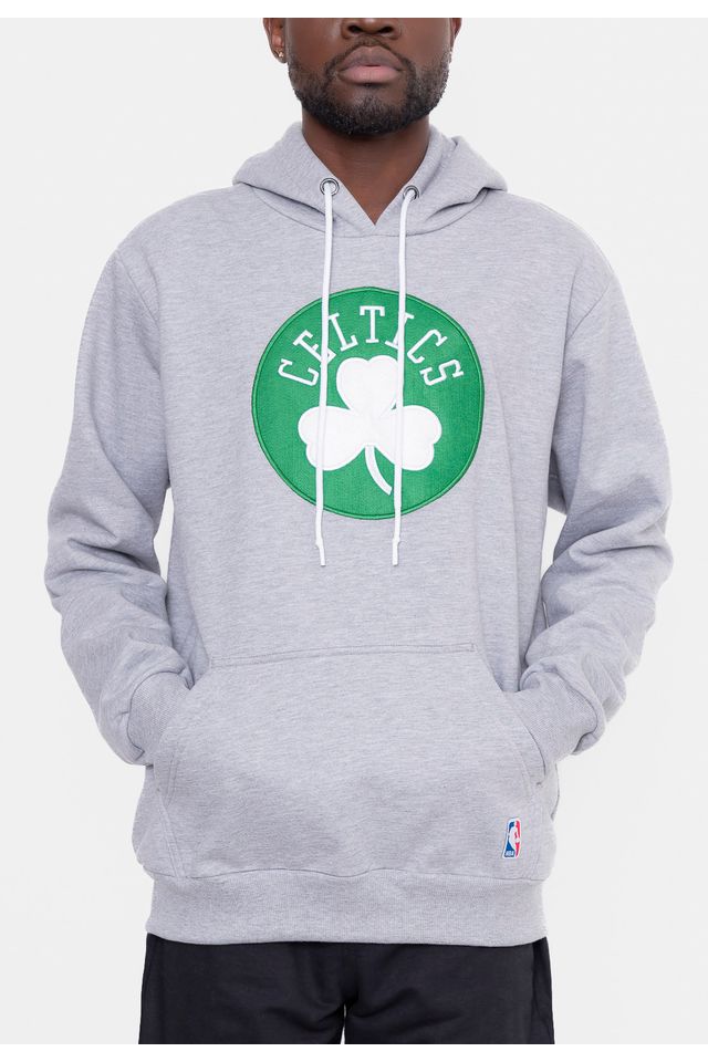 Moletom-NBA-Canguru-Feltro-Logo-Boston-Celtics-Cinza-Mescla