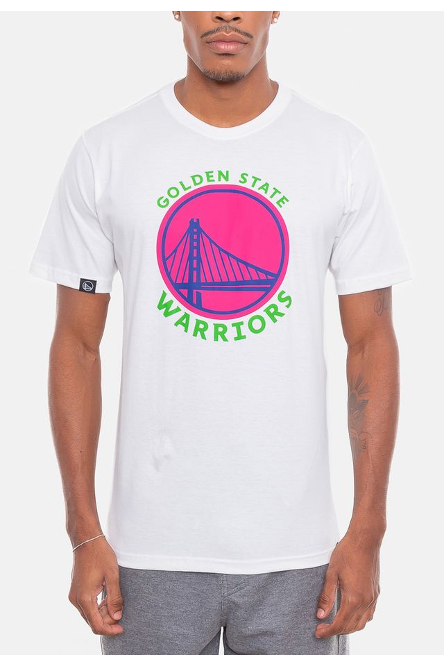 Camiseta-NBA-Neon-Colors-Golden-State-Warriors-Branca