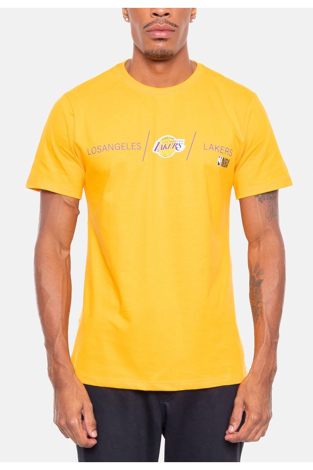 Camiseta-NBA-Basic-Logo-Los-Angeles-Lakers-Amarela-Cadmium