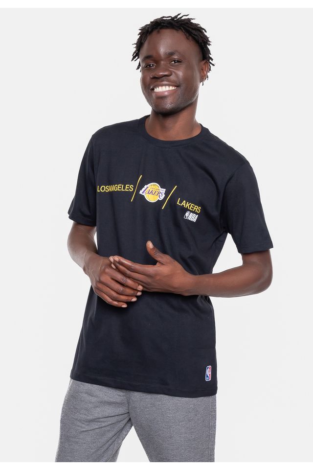 Camiseta-NBA-Basic-Logo-Los-Angeles-Lakers-Preta