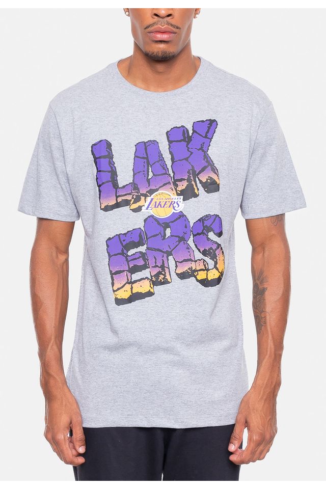 Camiseta-NBA-Rock-Team-Los-Angeles-Lakers-Cinza-Mescla