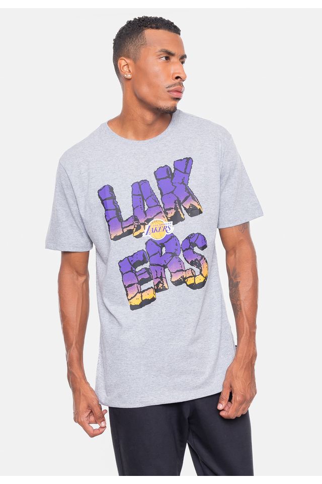 Camiseta-NBA-Rock-Team-Los-Angeles-Lakers-Cinza-Mescla