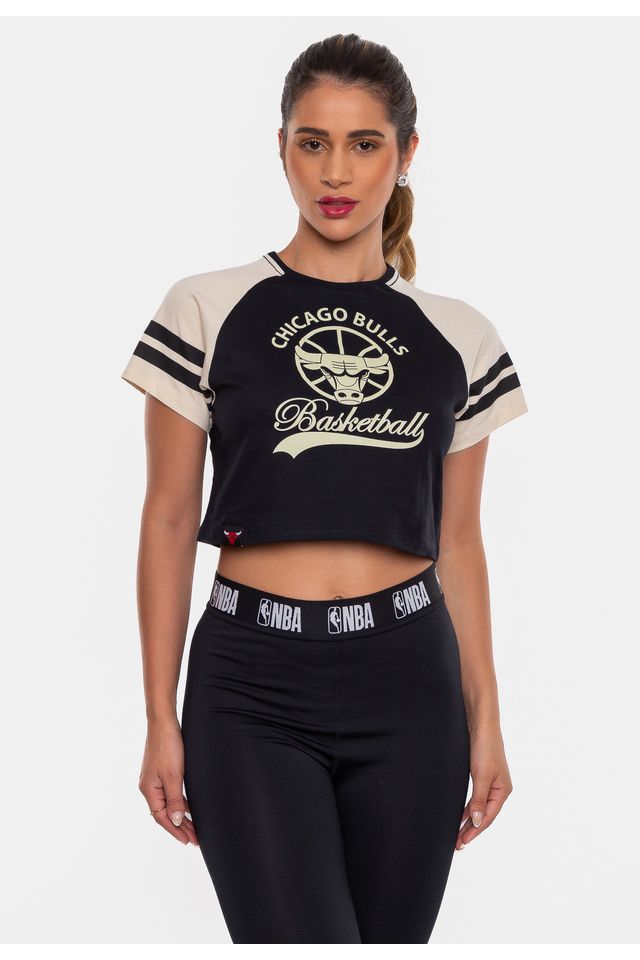 Cropped-NBA-Feminino-Chicago-Bulls-Seventy-Preto