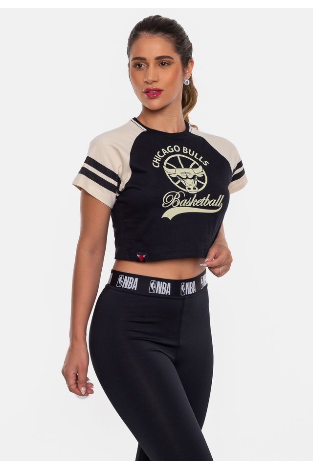 Cropped-NBA-Feminino-Chicago-Bulls-Seventy-Preto