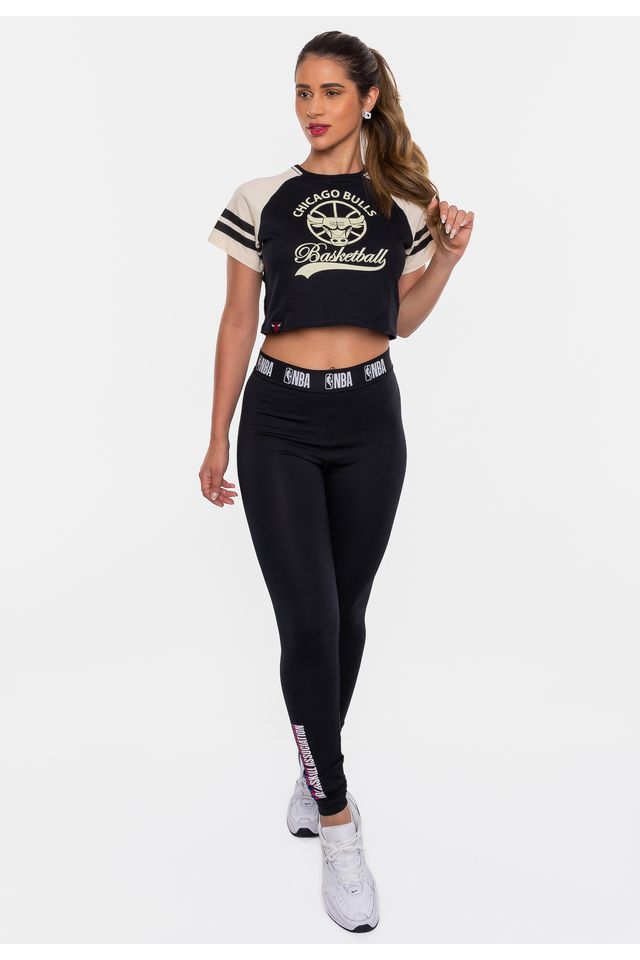 Cropped-NBA-Feminino-Chicago-Bulls-Seventy-Preto