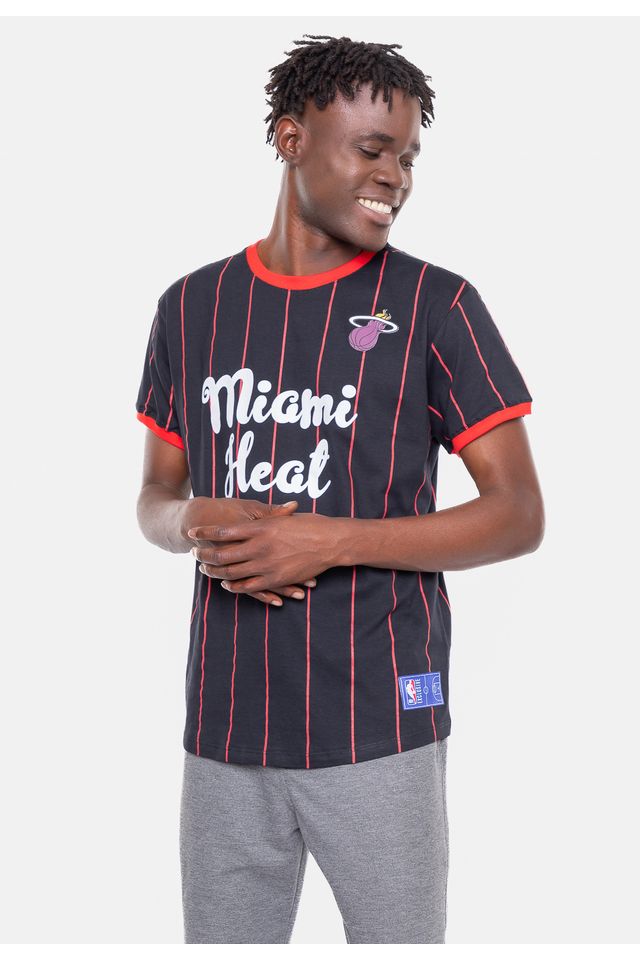 Camiseta-NBA-Baseball-Miami-Heat-Preta