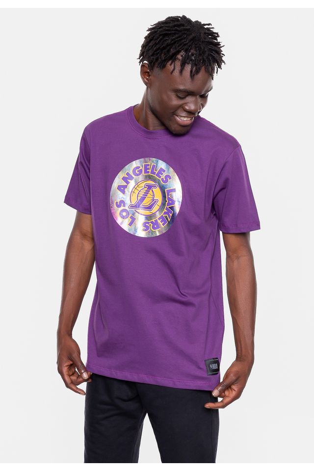 Camiseta-NBA-Oil-Color-Los-Angeles-Lakers-Roxa-Escuro