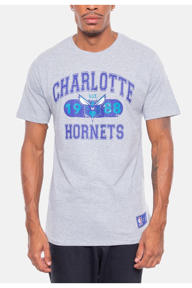 Camiseta-NBA-Club-Charlotte-Hornets-Cinza-Mescla