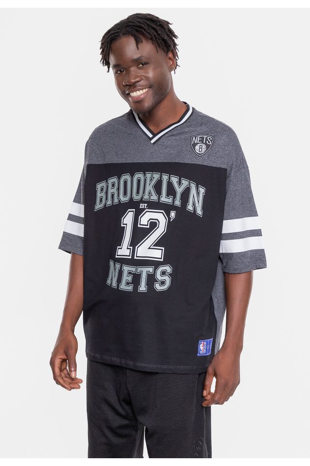 Camiseta NBA Oversized Football Brooklyn Nets Grafite Mescla Urbane