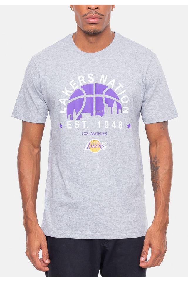 Camiseta-NBA-City-Nation-Los-Angeles-Lakers-Cinza-Mescla