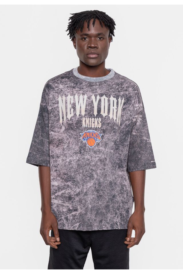 Camiseta-NBA-Oversized-Masculina-Gothic-Team-New-York-Knicks-Preta