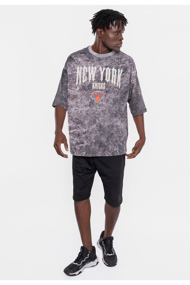 Camiseta-NBA-Oversized-Masculina-Gothic-Team-New-York-Knicks-Preta