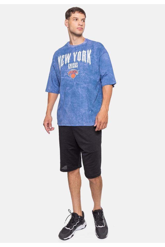 Camiseta-NBA-Oversized-Gothic-Team-New-York-Knicks-Azul-Marinho