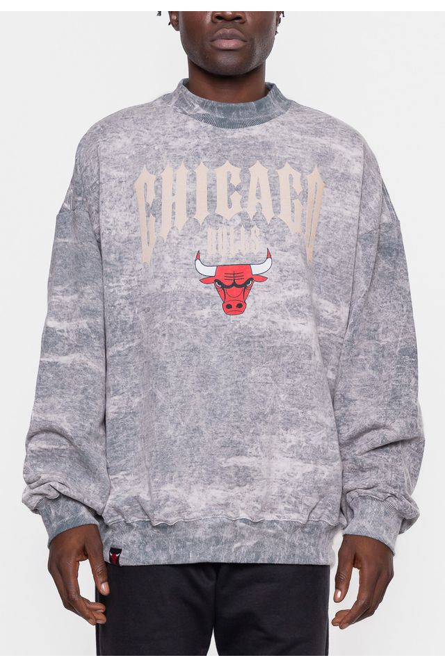 Moletom-NBA-Masculino-Gothic-Team-Chicago-Bulls-Chumbo