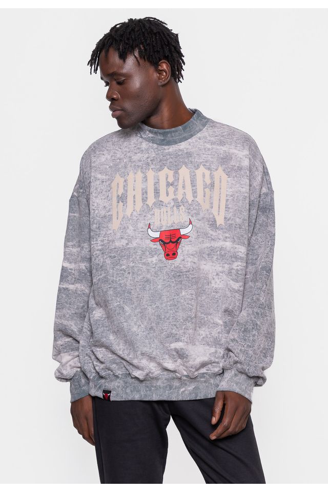 Moletom-NBA-Masculino-Gothic-Team-Chicago-Bulls-Chumbo