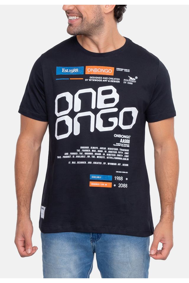 Camiseta-Onbongo-Estampada-Preta