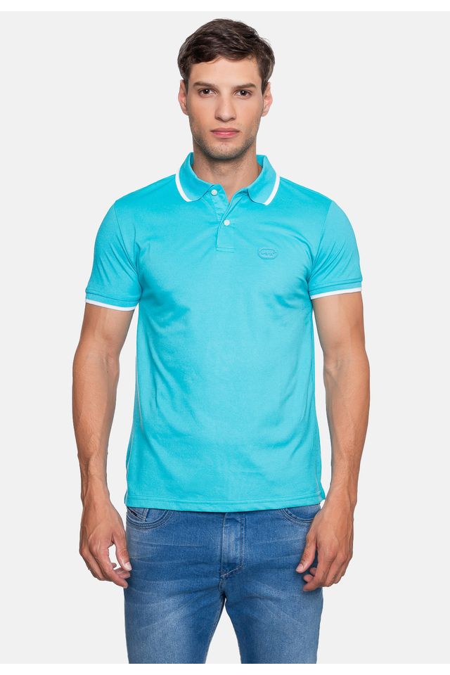 Camisa-Polo-Ecko-Piquet-Masculina-Azul-Turquesa