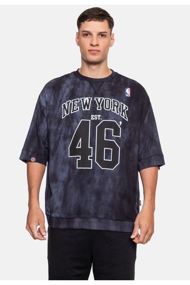 Camiseta-NBA-Oversized-Moletinho-New-York-Knicks-Preta